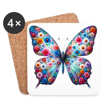 Papillon - Dessous de verre (lot de 4) - blanc - Devant