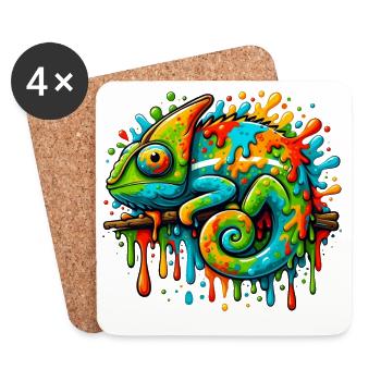 Caméléon - Dessous de verre (lot de 4) - blanc - Devant