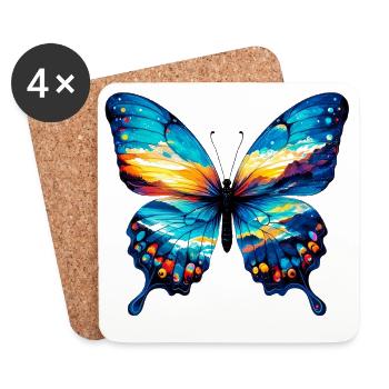 Schmetterling - Untersetzer (4er-Set) - Weiß - Vorne