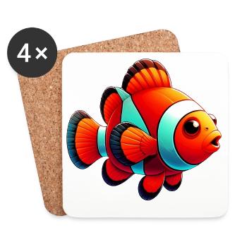 Poisson-clown - Dessous de verre (lot de 4) - blanc - Devant