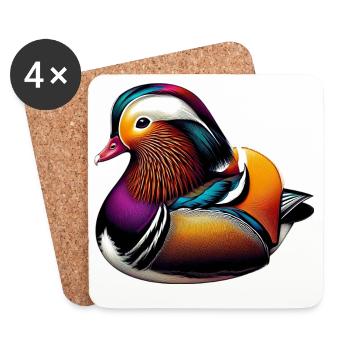 Canard mandarin - Dessous de verre (lot de 4) - blanc - Devant