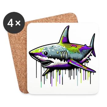 Requin - Dessous de verre (lot de 4) - blanc - Devant