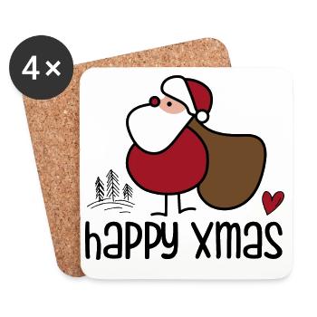 Happy Xmas - Coasters (set of 4) - white - Front