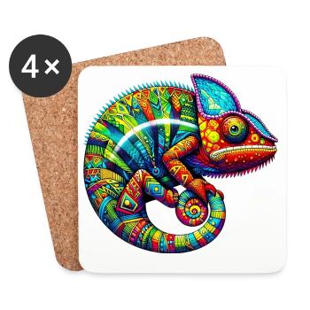 Caméléon - Dessous de verre (lot de 4) - blanc - Devant