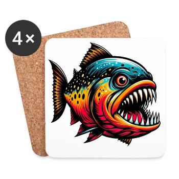 Piranha - Dessous de verre (lot de 4) - blanc - Devant