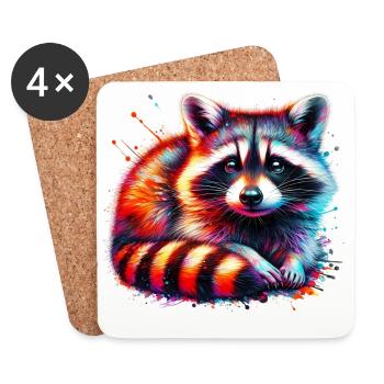 Waschbär - Untersetzer (4er-Set) - Weiß - Vorne