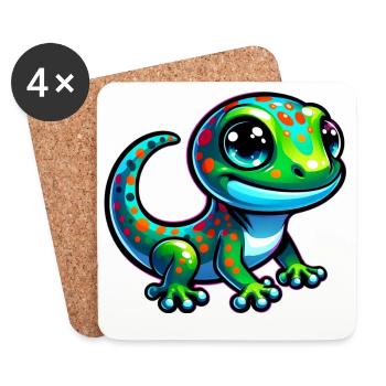 Gecko - Untersetzer (4er-Set) - Weiß - Vorne