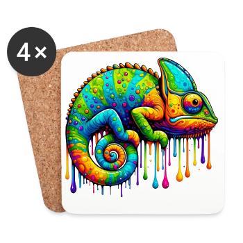 Caméléon - Dessous de verre (lot de 4) - blanc - Devant