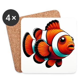 Clownfisch - Untersetzer (4er-Set) - Weiß - Vorne
