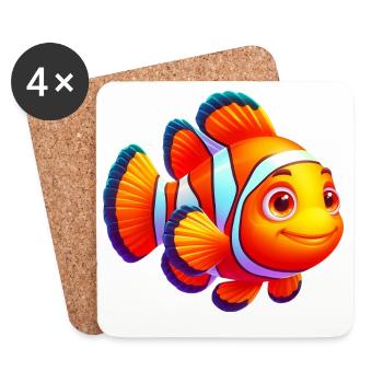 Poisson-clown - Dessous de verre (lot de 4) - blanc - Devant