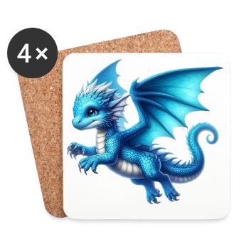 Drache - Untersetzer (4er-Set) - Weiß - Vorne