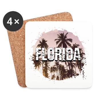 Florida USA Miami America Summer Palm Trees Beach - Coasters (set of 4) - white - Front
