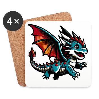 Drache - Untersetzer (4er-Set) - Weiß - Vorne