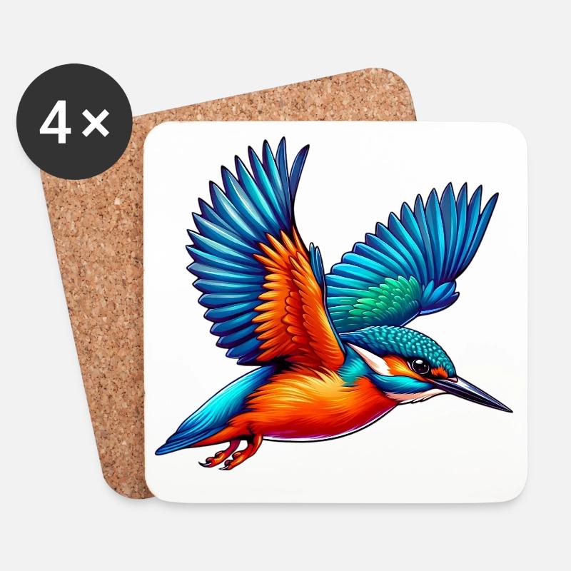 Eisvogel - Untersetzer (4er-Set) - Weiß