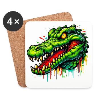 Alligator-Krokodil - Untersetzer (4er-Set) - Weiß - Vorne