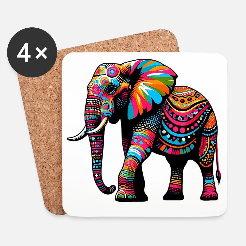 Elefant - Untersetzer (4er-Set) - Weiß