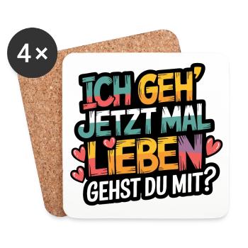 Ich gehe jetzt mal lieben - positiv denken - Untersetzer (4er-Set) - Weiß - Vorne