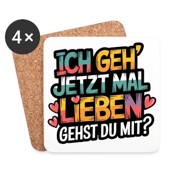 Ich gehe jetzt mal lieben - positiv denken. Motivi - Untersetzer (4er-Set) - Weiß - Vorne
