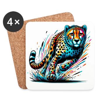Guépard - Dessous de verre (lot de 4) - blanc - Devant