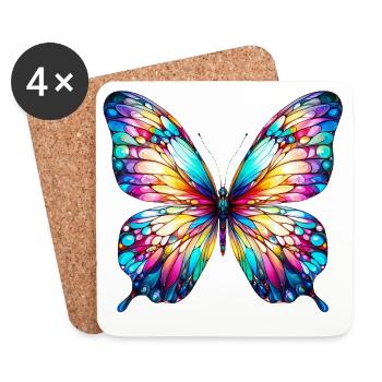 Papillon - Dessous de verre (lot de 4) - blanc - Devant