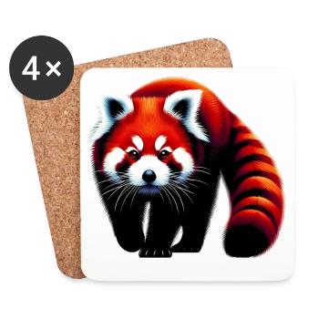 Panda roux - Dessous de verre (lot de 4) - blanc - Devant