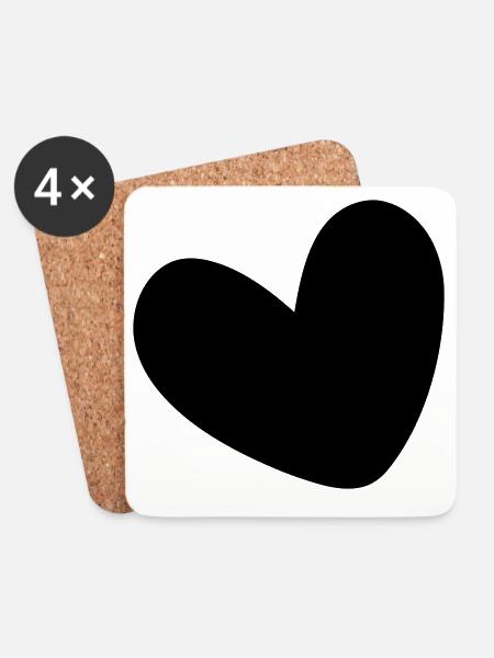 Heart filled in one color - Coasters (set of 4) - white