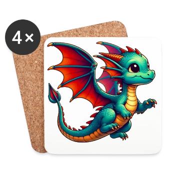 Drache - Untersetzer (4er-Set) - Weiß - Vorne