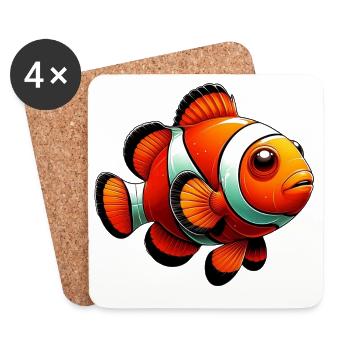 Clownfisch - Untersetzer (4er-Set) - Weiß - Vorne
