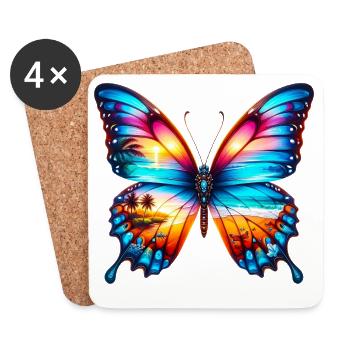 Schmetterling - Untersetzer (4er-Set) - Weiß - Vorne
