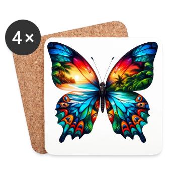 Schmetterling - Untersetzer (4er-Set) - Weiß - Vorne