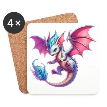Dragon - Dessous de verre (lot de 4) - blanc - Devant