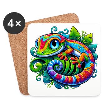 Gecko - Untersetzer (4er-Set) - Weiß - Vorne