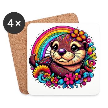 Otter - Untersetzer (4er-Set) - Weiß - Vorne