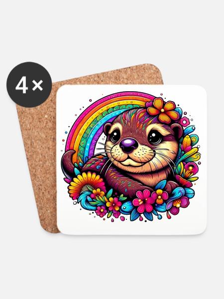Otter - Untersetzer (4er-Set) - Weiß