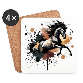 Watercolor horse, horse - Coasters (set of 4) - white - Front