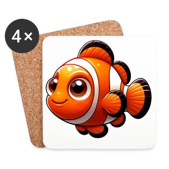 Poisson-clown - Dessous de verre (lot de 4) - blanc - Devant