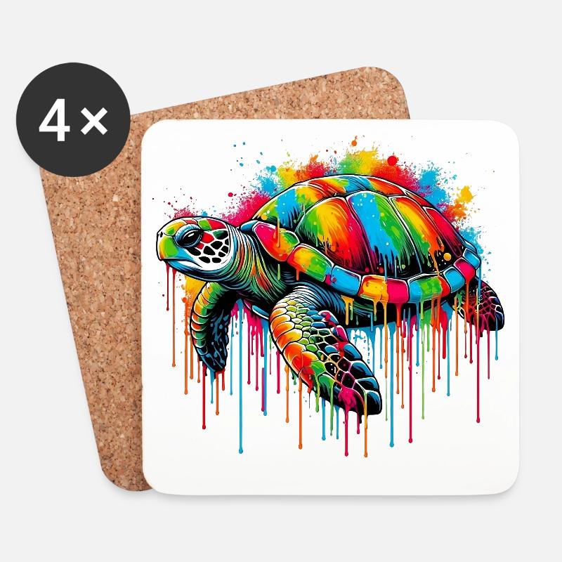 Schildkröte - Untersetzer (4er-Set) - Weiß