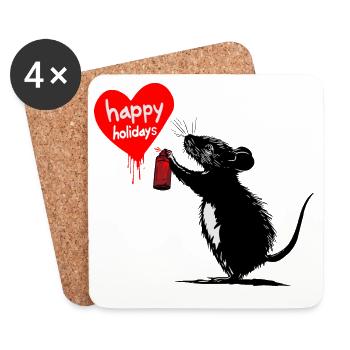 Holiday Rebel : Salutations de graffiti - Dessous de verre (lot de 4) - blanc - Devant