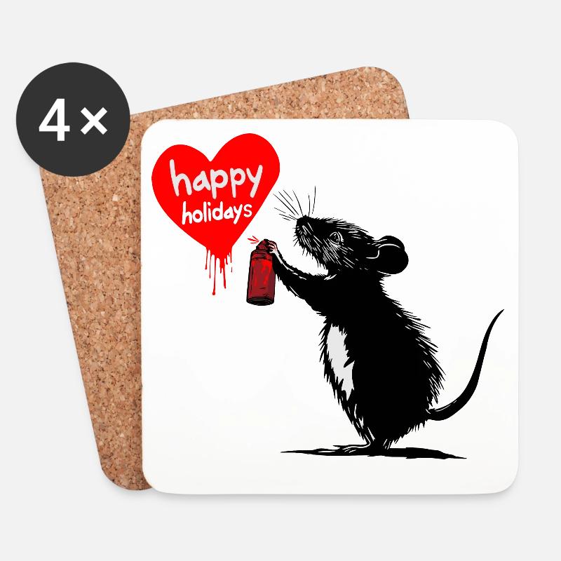 Holiday Rebel: Graffiti Greetings - Untersetzer (4er-Set) - Weiß