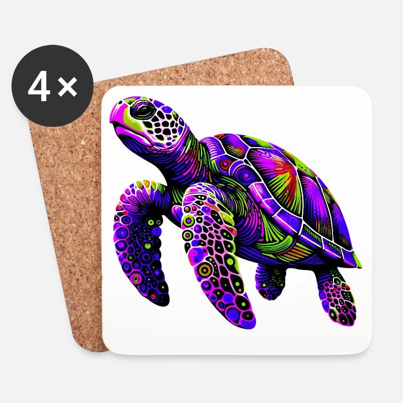 Schildkröte - Untersetzer (4er-Set) - Weiß