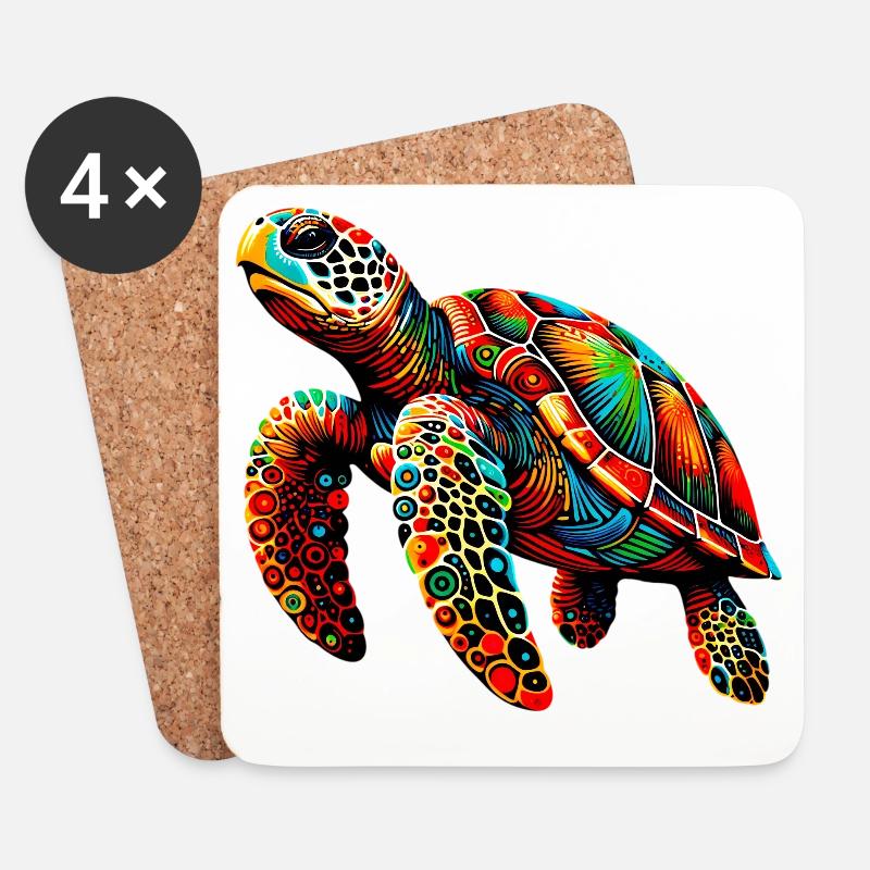 Schildkröte - Untersetzer (4er-Set) - Weiß