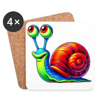 Schnecke - Untersetzer (4er-Set) - Weiß - Vorne