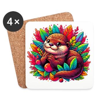Otter - Coasters (set of 4) - white - Front
