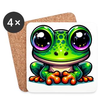 Grenouille - Dessous de verre (lot de 4) - blanc - Devant