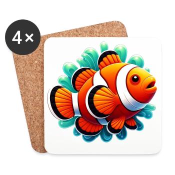 Poisson-clown - Dessous de verre (lot de 4) - blanc - Devant