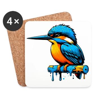 Martin-pêcheur - Dessous de verre (lot de 4) - blanc - Devant