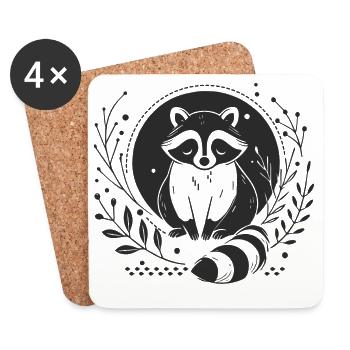 Raccoon – Charming Animal Illustration - Coasters (set of 4) - white - Front
