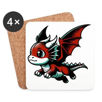 Dragon - Dessous de verre (lot de 4) - blanc - Devant