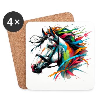 Cheval - Dessous de verre (lot de 4) - blanc - Devant