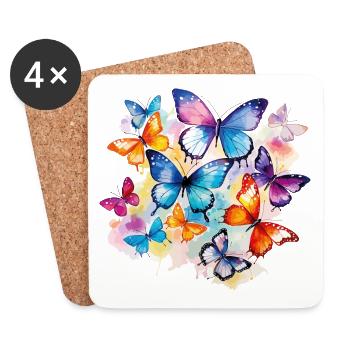 Papillons Coloré Coloré Beau Art Nature - Dessous de verre (lot de 4) - blanc - Devant
